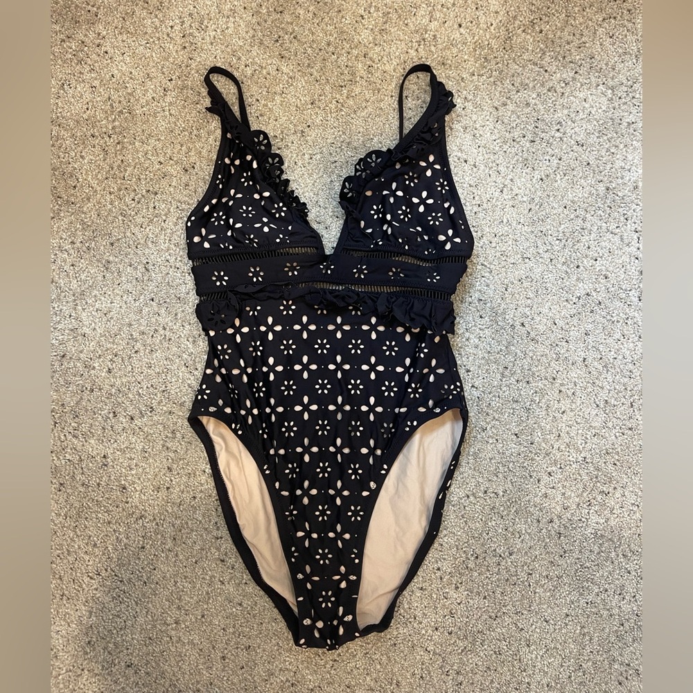 J. Crew Black Floral Swimsuit